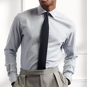 Ralph Lauren Purple Label Blue Striped Brushed Oxford Shirt RRL Style- MEN-XL